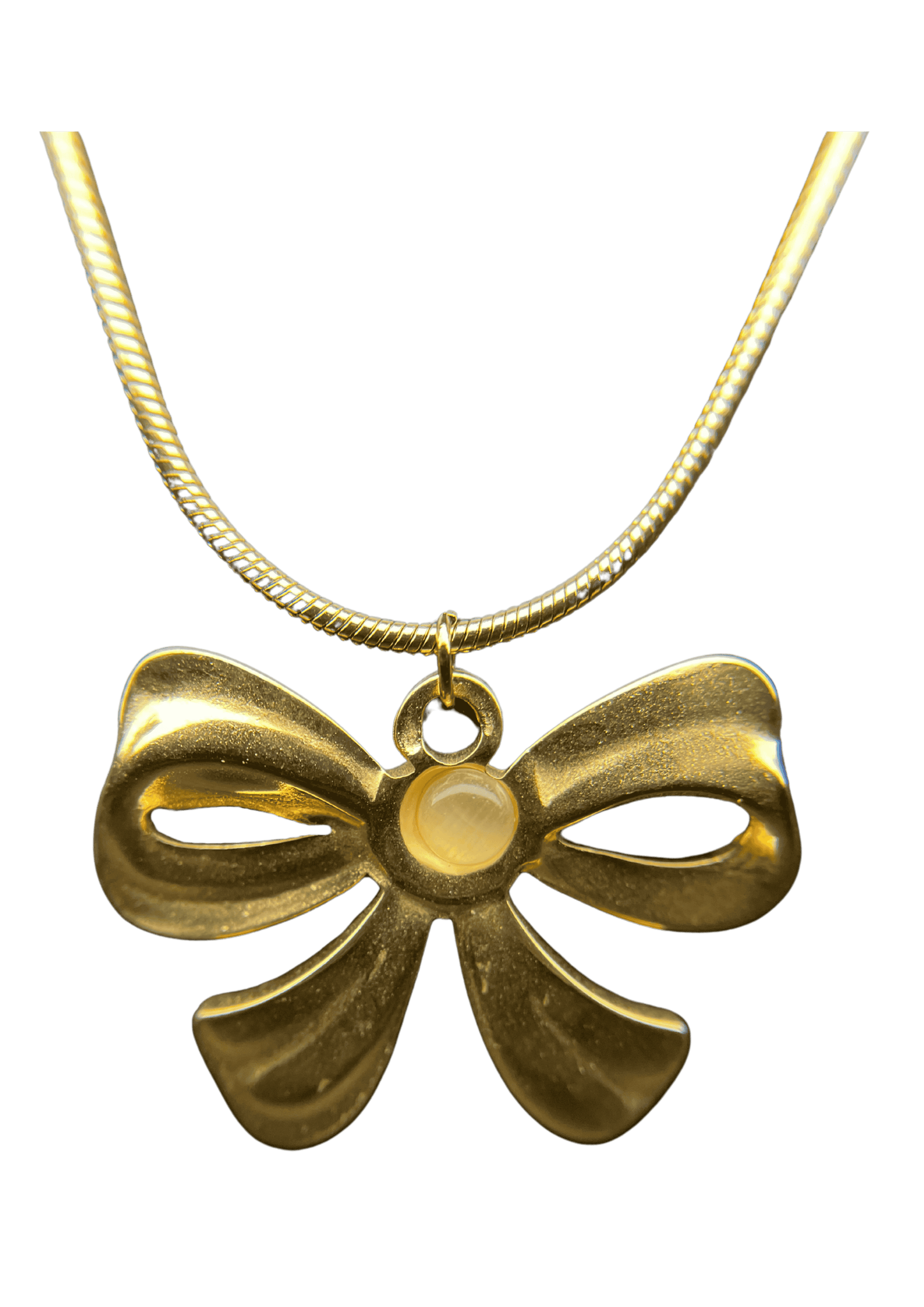 Gold-Plated Bow Pendant Necklace